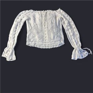 Rue Twenty One vintage white crochet blouse with bell sleeves